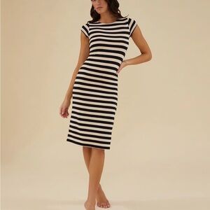 Rachel Parcell Black and Cream Striped Midi Dress